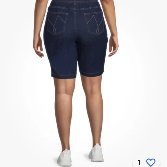 Just My Size Women’s Plus 4 Pocket Pull On Dark Indigo Shorts Size 3X NEW - Picture 2 of 9